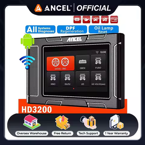 ANCEL HD3200 24V Heavy Duty Diesel Truck Diagnostic Scanner Car Full System DPF Regeneration Oil Res