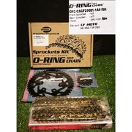P PERFORMANCE CF MOTOR NK250/SR250 SPROCKET CHAIN FULL SET RANTAI SPROCKET EMAS GOLD 520H 14T 41T