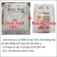 [1kg citric acid+ 1kg baking soda] Combo 2Kg nguyên liệu chế CO2 cho bể cá- Baking Soda- Bột Chanh