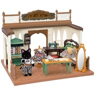 【★New product on October 14, 2023★Sylvanian Families】Japan〈Hoshizora Neko no Tailor - Liberty Print〉Cat, tailor with lovely Liberty print fabrics and a catapulting sewing machine, rolled boards, fabric, patterns, clothes,flowers シルバニア ほしぞらネコの仕立て屋さん