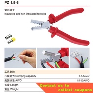 🌠 pz1.5-6 germany style small crimping pliers for insulated and non-insulated ferrules terminals clamp  hand tools pz 0.