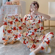 DFB Korean Cute 3in1 Cotton Printed Collar Sleepwear Terno Pajama Set For Women