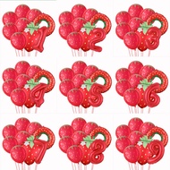 10pcs/set Strawberry Balloon 0-9 Digital Balloon Girl's Birthday Party Decoration Balloon