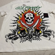 Ed Hardy Summer American Trendy Skull Print Short-Sleeved T-Shirt Loose Men Women Same Style Casual 