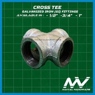 Galvanized Iron (GI) fittings - Cross Tee - 1/2"; 3/4"; 1"