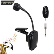 FOREVERGO UHF Wireless Saxophone Microphone System Clips over Instrument Receiver Transmitter Trumpet Trombone French Horn C3E2