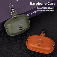 For Sony Wf1000xm4 SONY WF-1000XM4 Wf1000xm5 WF-1000XM5 Luxury PU Leather Soft Cover with Metal Buckle Cover Earphone case