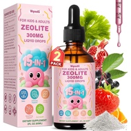 Zeolite Drops 2 Pack Detox for Kids & Adults - 300mg Clinoptilolite, 1000mcg Vitamin B12 C D3, 10 Bi