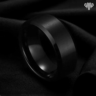 h37 Cincin Titanium Hitam Pria Wanita Classic Elegan Couple Black Anti