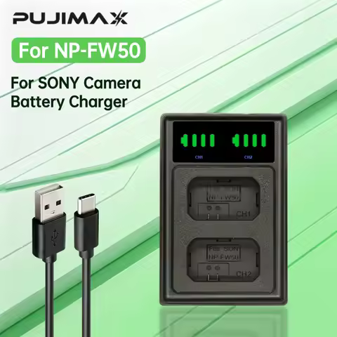 PUJIMAX Charger for SONY NP-FW50 Dual USB Battery Charger with LED Display for Sony A7 A7II A6300 A7