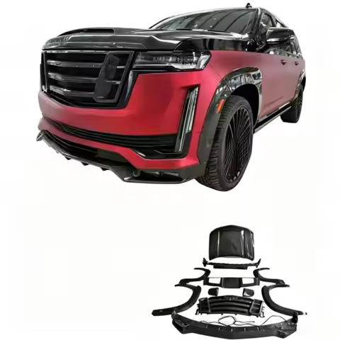 High Quality Escalade LD Style Carbon Fiber Wide Body Kit Front Lip Side Skirt Diffuser Spoiler Hood