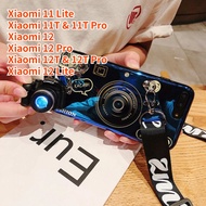 Case For Xiaomi 11T Xiaomi 11T Pro Mi 12 Mi 12 Pro Mi 12T Mi 12T Pro Mi 12 Lite Mi 11 Lite Retro Camera lanyard Casing Grip Stand Holder Silicon Phone Case Cover With Camera Doll