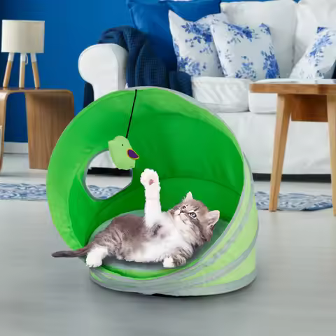Pawise Portable Lightweight Pop-up Play Tent With Removable Plush Cushion Indoor Interactive Cat Tun