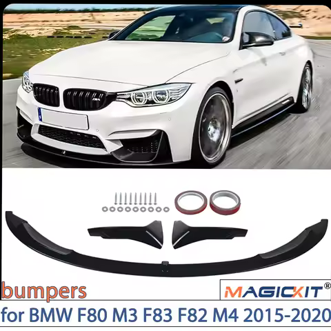 MAGICKIT MPERFORMANCE Style Front splitter Gloss Black Only Compatible with BMW F80 M3 4D & F82 M4 2