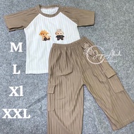 Girls' CARGO SET / CHARACTER SCREEN PRINTING / AGES 1-7 years M L XL XXL / KNIT HORNET / CHILDREN'S 