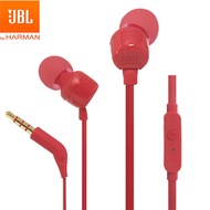 ปรับแต่งได้ JBL 110หูฟังแบบมีสายขนาด3.5มม. T110หูฟังเพลงสเตอริโอหูฟังเบสลึกหูฟังออกกำลังการควบคุมในสายแฮนด์ฟรีพร้อมไมโครโฟน