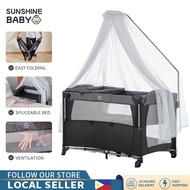 Baby Crib 2 Level Crib For Baby Portable Folding Toddler Cot With Free Mosquito Net Baby Sleep