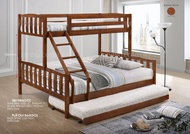 DOUBLE DECKER THICK BASE QUEEN + SINGLE DOUBLE DECKER BUNK WOODEN BEDFRAME / DOUBLE DECKER BED / DOUBLE DECKER BEDFRAME / HOMESTAY BED DOUBLE DECKER Bed Frame/ Katil Kayu / Katil dua tingkat