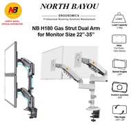 NB H180 Gas Strut Dual Monitor Mount Support Monitor 22" - 35"