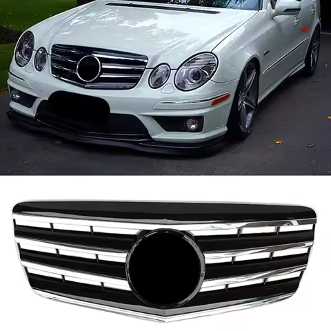 Car Front Bumper Racing Grill with Emblem For Mercedes Benz E-Class W211 E350 E320 E280 E500 E550 20
