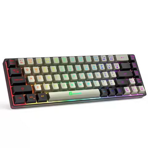 GEODMAER Wireless Gaming Keyboard Rechargeable Backlit Gaming Keyboard 68 Keys Membrane Keyboard for