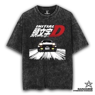 GANAMOZ Initial D SPEED Stone Wash Oversize T-shirt | Oversized T-Shirt Wanita | Men's Oversized T-S