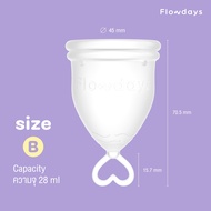 เซตถ้วยอนามัย FlowDays SizeB ครบชุด (ถ้วย+น้ำยาล้าง+Flowmate)เลือกสีถ้วยได้