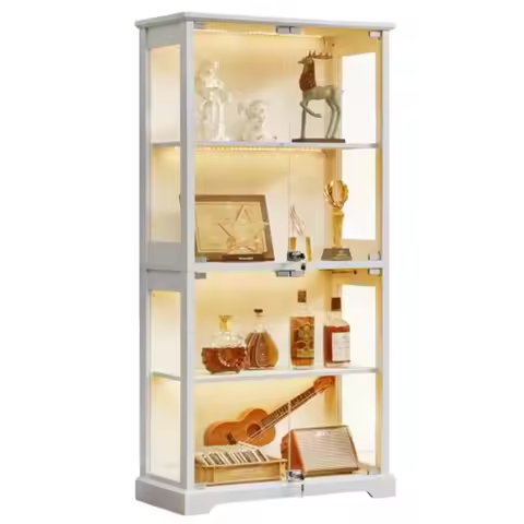 Farmhouse Glass Display Cabinet with Lock