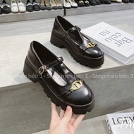Cnk doll shoes with round toe, horizontal belt, vertical stripes, high sole, fullbox