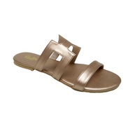 GIMMI Riena Open Toe Sandals - Flat Sandals - Womens Shoes - Metallic Brown - Two Straps - Open Toe 
