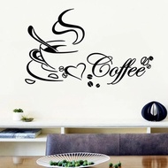 Sticker Cutting Drink Coffee Love glass wall Quotes Cafe Coffee Sticker