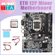 B75 ETH Miner Motoard 12 PCIE Ke USB + G620 CPU + Kabel SATA