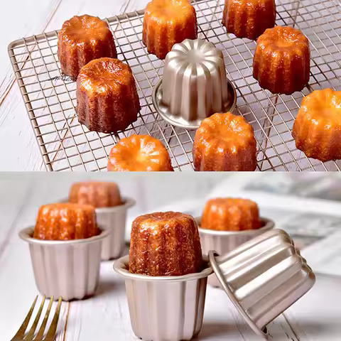 6Pcs Non-Stick Canele Mold Cake Pan Small Canele Muffin Bakeware Cupcake Carbon Steel Pastry Mould M