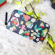 Kate Spade Spencer Zip Around Continental Wallet in Blue Saffiano Leather with Morgan Flower - Ladie