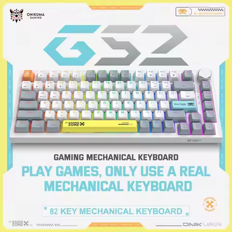 ONIKUMA G52 Mechanical Gaming Keyboard 75 Percent 82 Keys RGB Hot Swappable Type C Wired Knob Keyboa