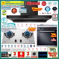Rinnai Chimney Hood RH-C3819-PBW T-Shape DC Motor Cooker Hood / Rinnai Gas Hob RB-772S 2-Burner 76cm