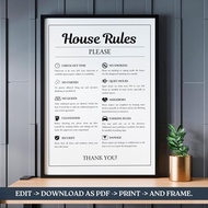 Printable Airbnb  Vacation Rental House Rules Sign  Stylish Wall Decor for VRBO  Home Decor  Perfect