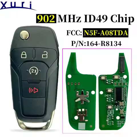 Xuri 4 Button Flip Remote Car Key Fob 902Mhz ID49 Chip for Ford F150 F250 F350 F450 F550 Ranger Rapt