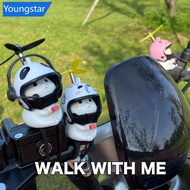 【FY】  Motorcycle Handlebar Cat Helmet Decoration Bike Electric Cute Cartoon With Helmet Propeller Or