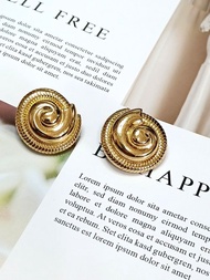vintage jewelry Monet 金色立體螺形 夾式耳環