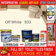 933 OFF WHITE / / FULL SET Epoxy Floor Coating ( FREE Tool Set ) ( 1L PRIMER WATERPROOF+1L EPOXY PAINT+0.5 KG ANTI-SLIP