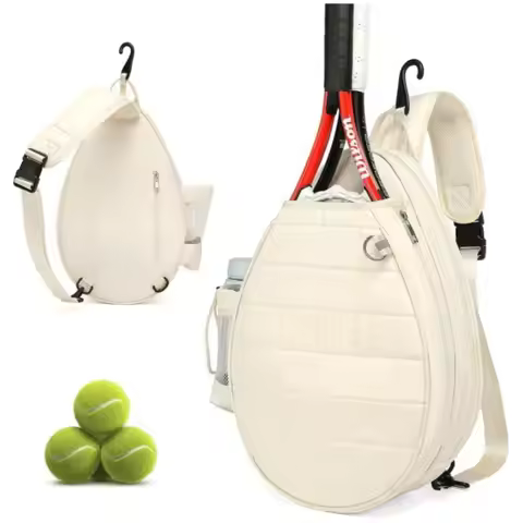 Crossbody Tennis Racket Bag Large Capacity with Water Bottle Holder Tennis Crossbody Bag Pure Color 