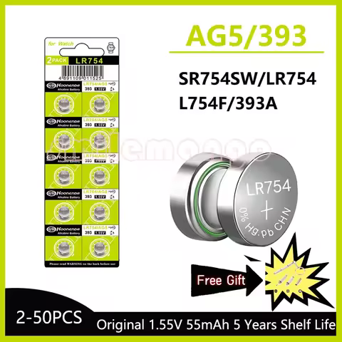 2-50PCS 1.55V AG5 LR754 Button Batteries 193 393 SR754 Round Cell Coin Alkaline Battery L754 SR754SW