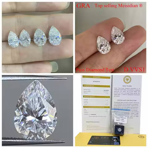 Meisidian 3x5-13x18mm Pear Shape D VVS Moissanite 5 Carat Drop Moissanite Diamond Loose Gemstone