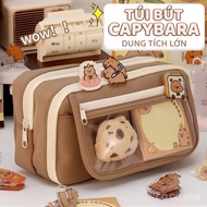 Fs Cute Capbara Pencil Bag Large Capacity, For Students To Store School Supplies Stationery