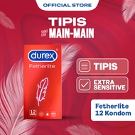 Durex Fetherlite Kondom Super Tipis Kondom Aman Pria 12s - Condom with Lubricant