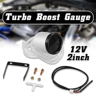 12V 2inch 52mm Turbo Boost Gauge Vacuum Press Meter -1~2 Bar 7 Color LED Black Len Vacuum Hose Cable Car T-Fitting Accessories