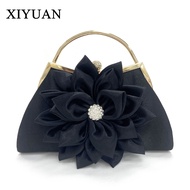 XIYUAN Satin Flower Clutches Bag 2023 New Women's Elegant Handbag Party Evening Bag Crystal Diamond 