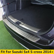 CJ7F 2 Pcs สแตนเลสสตีลด้านหลังกันชน Sill Guard แผ่นป้องกันชุด Trim สำหรับ Suzuki Sx4 S-cross 2014 -2