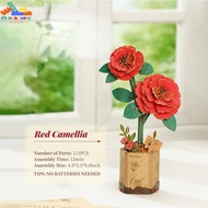 DIY Robotime Rowood 3D self-assembled wooden flower model | Red Camelia Wooden Flower Puzzle TW031